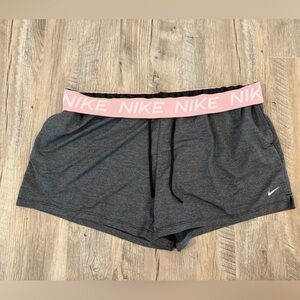 Nike Gray Athletic Shorts with Pink Waistband